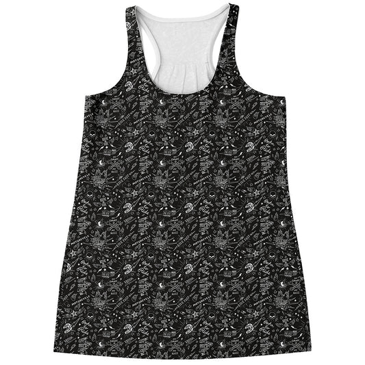 Motorcycle Words Pattern Print Women's Racerback Tank Top