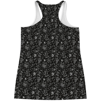 Motorcycle Words Pattern Print Women's Racerback Tank Top