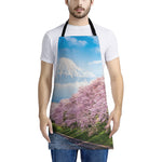 Mount Fuji And Cherry Blossom Print Apron