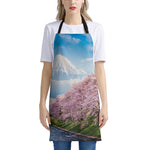 Mount Fuji And Cherry Blossom Print Apron