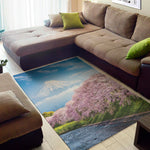 Mount Fuji And Cherry Blossom Print Area Rug