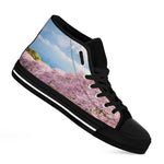 Mount Fuji And Cherry Blossom Print Black High Top Shoes