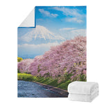 Mount Fuji And Cherry Blossom Print Blanket