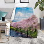 Mount Fuji And Cherry Blossom Print Blanket