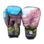 Mount Fuji And Cherry Blossom Print Boxing Gloves