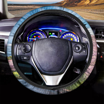 Mount Fuji And Cherry Blossom Print Car Steering Wheel Cover