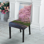 Mount Fuji And Cherry Blossom Print Dining Chair Slipcover