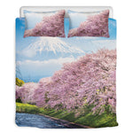 Mount Fuji And Cherry Blossom Print Duvet Cover Bedding Set