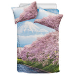 Mount Fuji And Cherry Blossom Print Duvet Cover Bedding Set