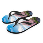 Mount Fuji And Cherry Blossom Print Flip Flops