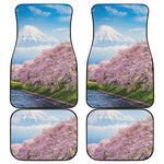 Mount Fuji And Cherry Blossom Print Front and Back Car Floor Mats