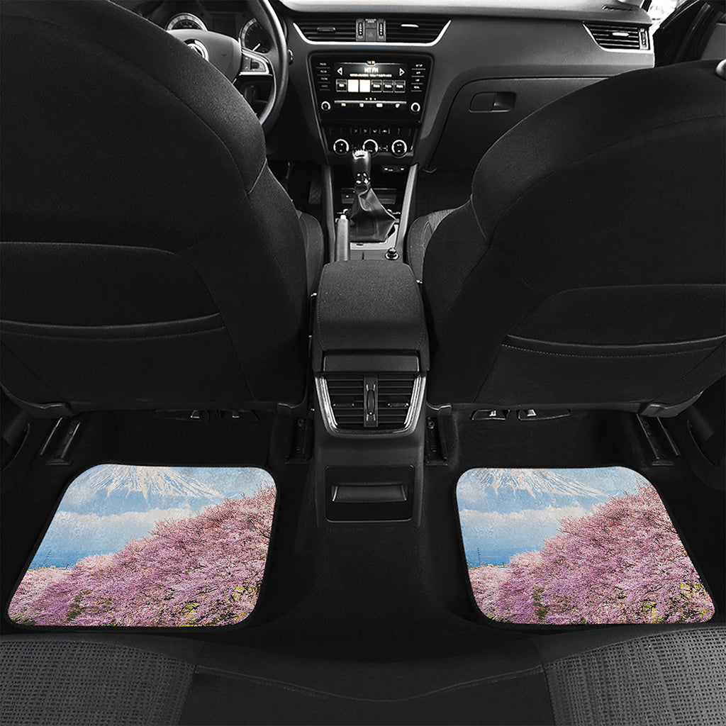 Mount Fuji And Cherry Blossom Print Front and Back Car Floor Mats
