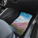 Mount Fuji And Cherry Blossom Print Front and Back Car Floor Mats