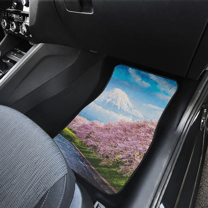 Mount Fuji And Cherry Blossom Print Front Car Floor Mats