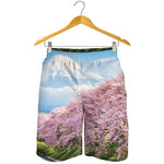 Mount Fuji And Cherry Blossom Print Men's Shorts