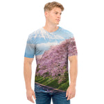 Mount Fuji And Cherry Blossom Print Men's T-Shirt