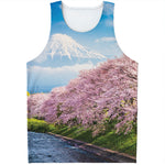 Mount Fuji And Cherry Blossom Print Men's Tank Top