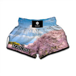 Mount Fuji And Cherry Blossom Print Muay Thai Boxing Shorts