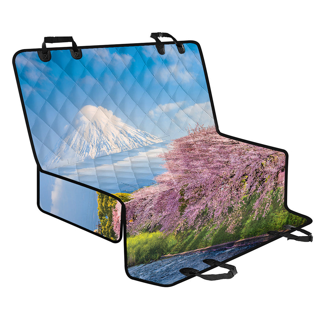 Mount Fuji And Cherry Blossom Print Pet Car Back Seat Cover