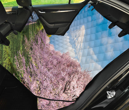 Mount Fuji And Cherry Blossom Print Pet Car Back Seat Cover