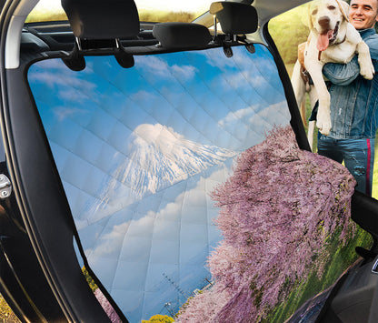 Mount Fuji And Cherry Blossom Print Pet Car Back Seat Cover