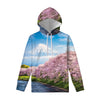 Mount Fuji And Cherry Blossom Print Pullover Hoodie