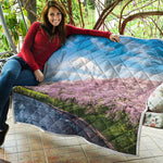 Mount Fuji And Cherry Blossom Print Quilt