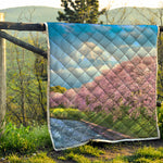Mount Fuji And Cherry Blossom Print Quilt