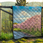Mount Fuji And Cherry Blossom Print Quilt