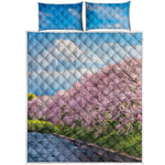 Mount Fuji And Cherry Blossom Print Quilt Bed Set