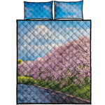 Mount Fuji And Cherry Blossom Print Quilt Bed Set