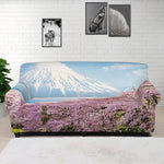 Mount Fuji And Cherry Blossom Print Sofa Cover
