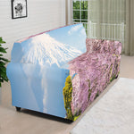 Mount Fuji And Cherry Blossom Print Sofa Cover