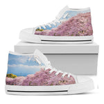 Mount Fuji And Cherry Blossom Print White High Top Shoes