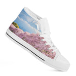 Mount Fuji And Cherry Blossom Print White High Top Shoes