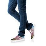 Mount Fuji And Cherry Blossom Print White Slip On Shoes