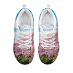Mount Fuji And Cherry Blossom Print White Sneakers