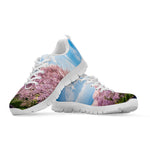 Mount Fuji And Cherry Blossom Print White Sneakers