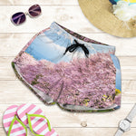 Mount Fuji And Cherry Blossom Print Women's Shorts