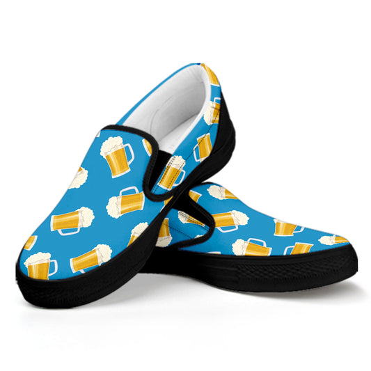 Mug Of Beer Pattern Print Black Slip On Shoes