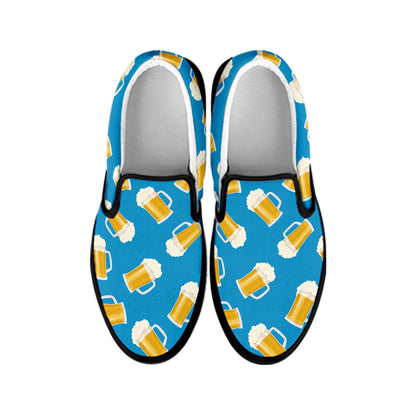 Mug Of Beer Pattern Print Black Slip On Shoes