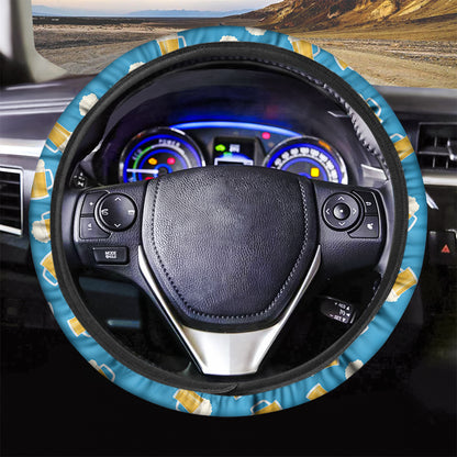 Mug Of Beer Pattern Print Car Steering Wheel Cover