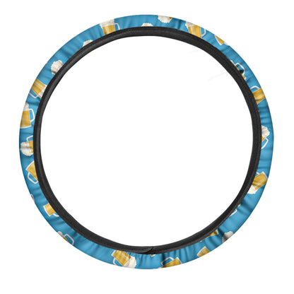 Mug Of Beer Pattern Print Car Steering Wheel Cover