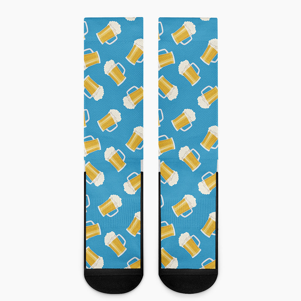 Mug Of Beer Pattern Print Crew Socks