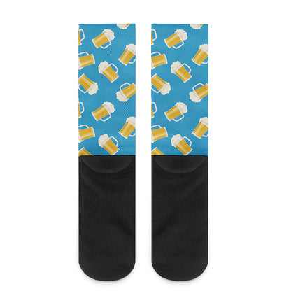 Mug Of Beer Pattern Print Crew Socks