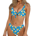 Mug Of Beer Pattern Print Front Bow Tie Bikini