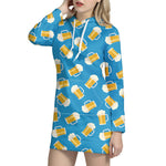 Mug Of Beer Pattern Print Hoodie Dress