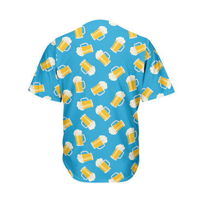 Mug Of Beer Pattern Print Men's Baseball Jersey