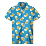 Mug Of Beer Pattern Print Men's Short Sleeve Shirt