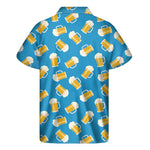 Mug Of Beer Pattern Print Men's Short Sleeve Shirt
